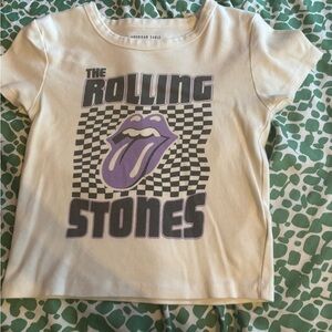 American Eagle Outfitters Womens Cream Rolling Stones Baby T-Shirt